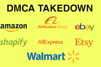 takedown copyright listings, remove trademark shopify ebay etsy alibaba walmart