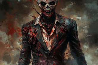 design a fantasy horror character art and dark art character