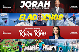 design youtube banner, facebook, linkedin cover, thumbnail, miniature