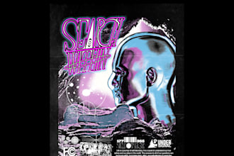 create vintage sci fi fantasy artwork for posters, album covers, and tshirts