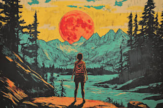 draw linocut style digital drawing art