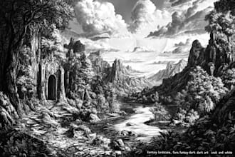 draw black and white dark horror fantasy art