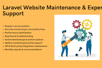 provide monthly maintenance and expert support for laravel websites