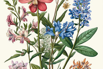 do a beautiful botanical or floral illustration