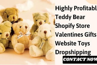 design teddy bear shopify store valentines gifts website toys dropshipping