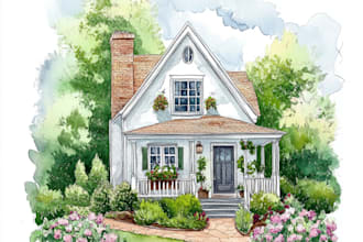 draw house illustration watercolor style