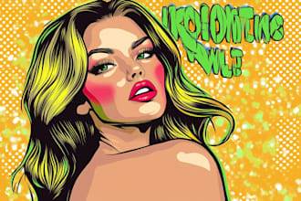 create a pop art portrait in the style of roy lichtenstein