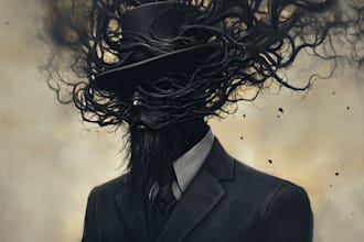 make a detailed dark art illustration for tshirt, merch