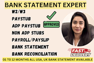 do paystub, paycheck, payslips, stubs, payroll and bank reconciliation for you