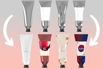 create realistic packaging mockups for tubes, bottles, boxes