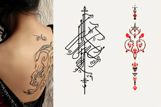 design tattoo with arabic and persian calligraphy