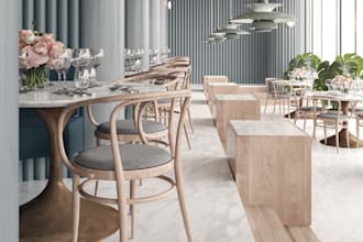 craft 3d interior office, 3d coffee shop, cafe, rendering bar, restaurant design