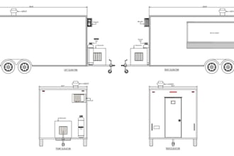 create your food trailer, food truck, food cart, van drawing for city permit