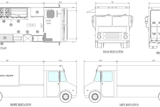 create your food trailer, food truck, food cart, van drawing for city permit