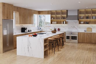 render kitchen design cabinetry to 3d model and rendering