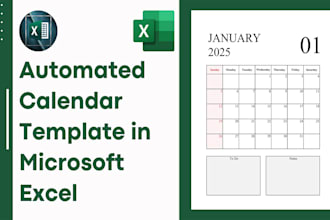 design an automated excel calendar template with formulas