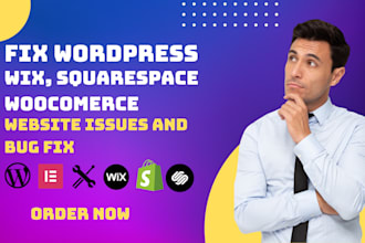 fix wordpress woocomerce squarespace wix website issues bug fix wordpress issues