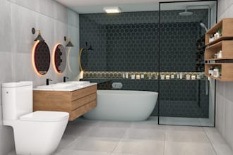 create stunning bathroom design and 3d rendering interior