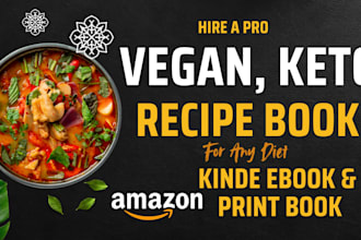 write, format, design cookbook recipes on keto vegan, vegetarian or diet plan