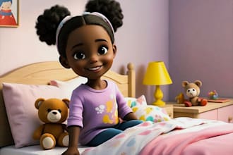 create african american children story book illustration