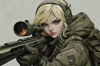 create tactical and anime with a military theme for you