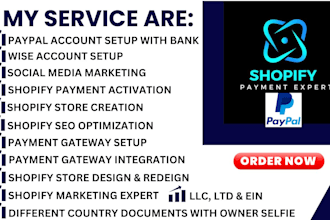 do shopify payment gateway fully verified setup, integration and activation