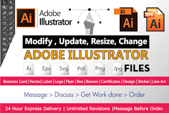 quickly modify, edit adobe illustrator ai, eps, svg, pdf file in 24 hour