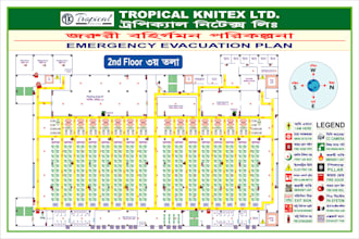 emergency evacuation floor plan in illustrator with signage