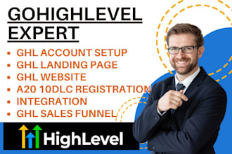 build gohighlevel landing page website ghl sales funnel a2p 10 dlc registration