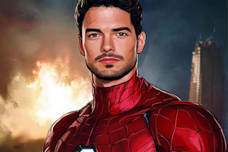 design your realistic superhero cartoon portrait