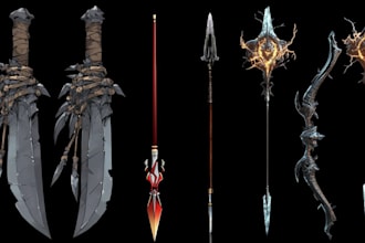 create a 3d weapon model design  for your games or project