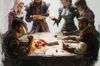 draw a character art, dnd party, dnd character, game art