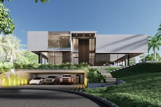 remodel 3d facade exterior,house elevation, concrete villa, unit apartment,revit