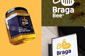 unique eye catching honey bee logo label design