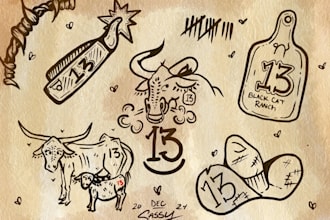 draw vintage western cowboy logo and t shirt