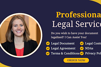 be your lawyer to draft and review legal contracts, agreements, ndas
