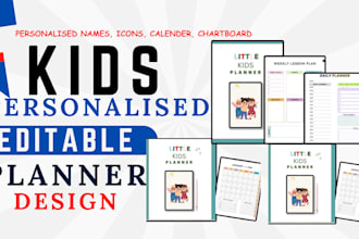 do personalized kids daily planners with fun icons and custom name coloring book