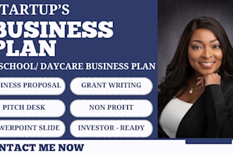 do business plan, pitch deck, grant proposal, market research for startups