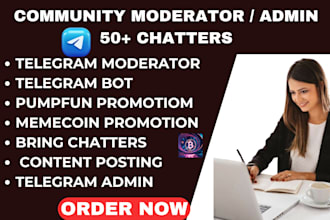 promote your memecoin pumpfun project telegram community maanger or moderator
