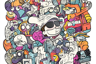 create cartoon doodle art illustration for your project