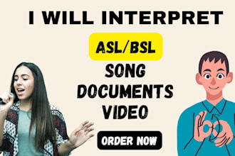 translate asl or bsl to song video, tutor sign language,  video to text