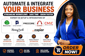 basecamp smartsheet procore redmine cmic honeybook automation zapier integration