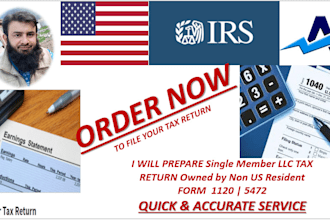 prepare form 1120 and 5472 for single member llc owned by non US resident