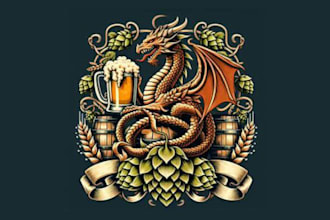 make modern beer drinking dragon mascot logo within two days