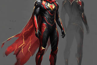 create concept art superhero character design for comics