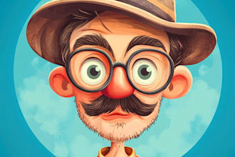 create retro vintage cartoon character illustration