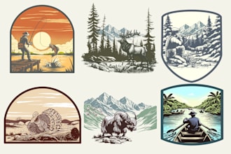 create stunning retro vintage hand drawn logo design