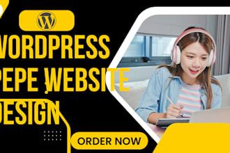design pepe website, pepe coin website, meme coin website, ico wp crypto website