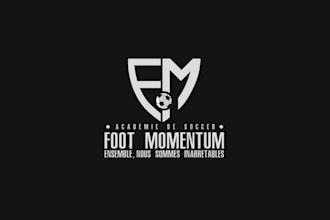 design foot momentum soccer school logo