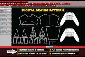 make clothing sewing pattern and sewing pattern grading of any garments PDF, dxf
